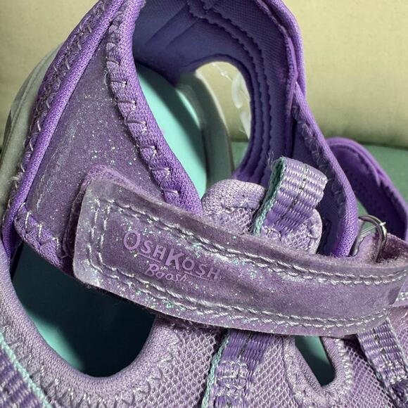 Oshkosh Sandals Toddler 12  Purple Glitter NWT Adjustable Machine Washable Play - Picture 3 of 8